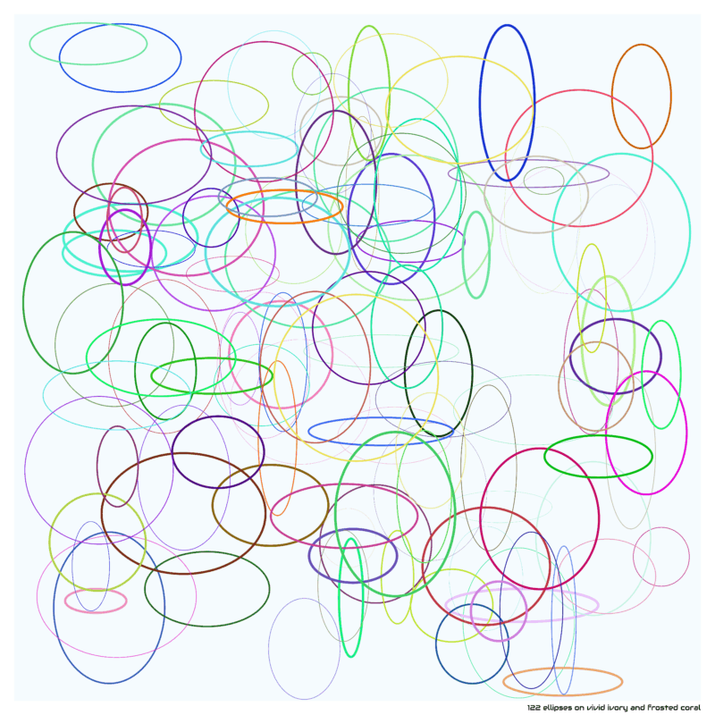 122 ellipses on vivid ivory and frosted coral