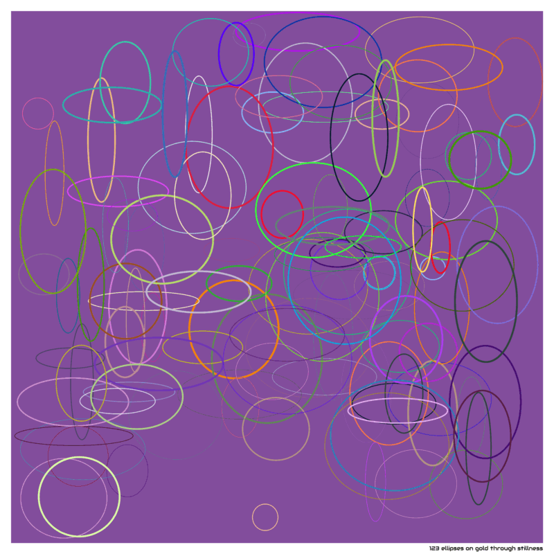 123 ellipses on gold through stillness