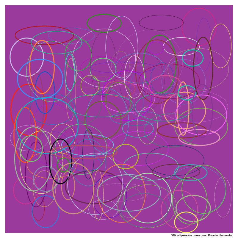 124 ellipses on moss over Frosted lavender