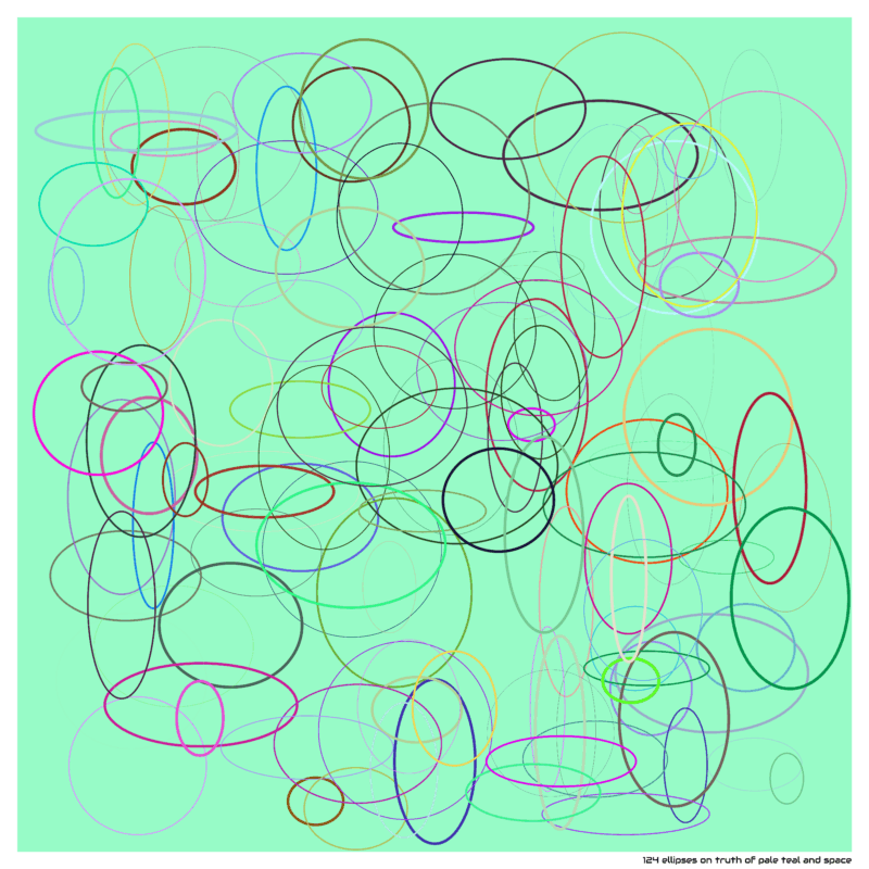124 ellipses on truth of pale teal and space