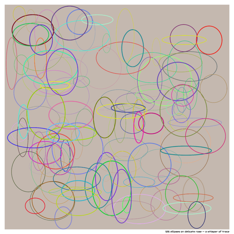 126 ellipses on delicate rose — a whisper of trace