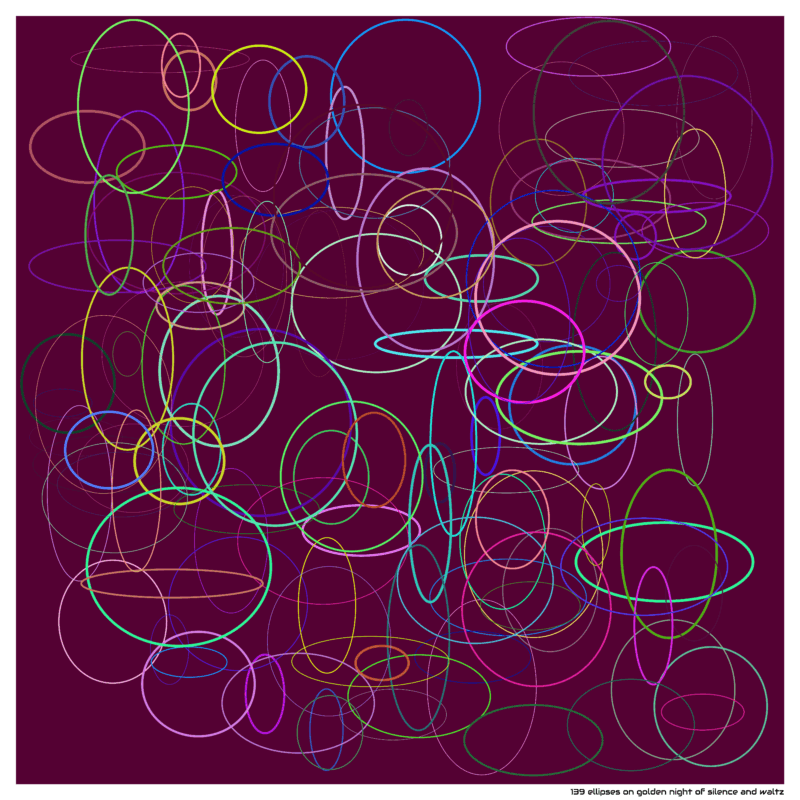 139 ellipses on golden night of silence and waltz