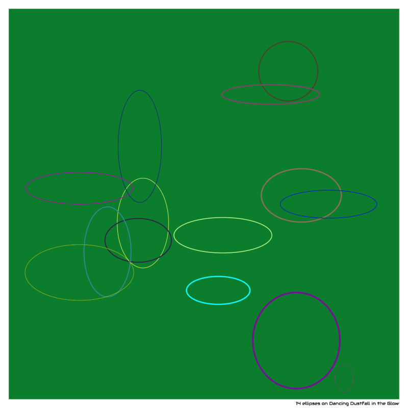 14 ellipses on Dancing Dustfall in the Glow
