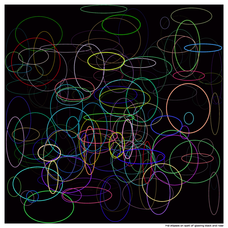 142 ellipses on spell of glowing black and rose