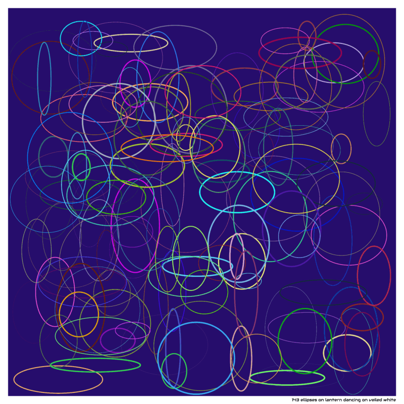 143 ellipses on lantern dancing on veiled white