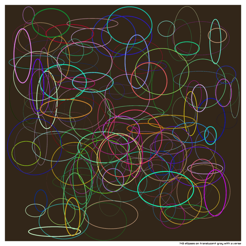 143 ellipses on translucent gray with a verse