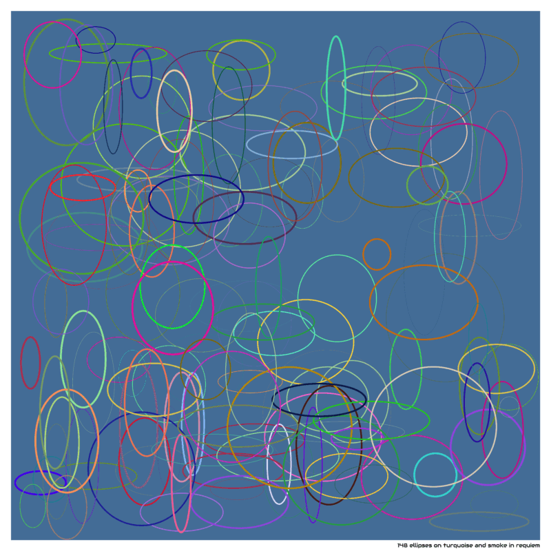 148 ellipses on turquoise and smoke in requiem