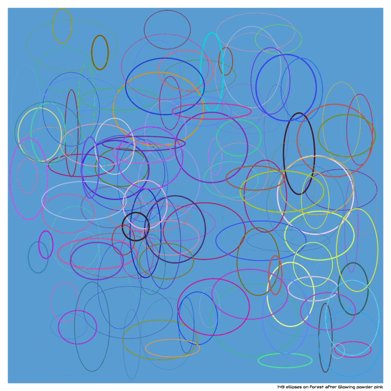 149 ellipses on forest after Glowing powder pink