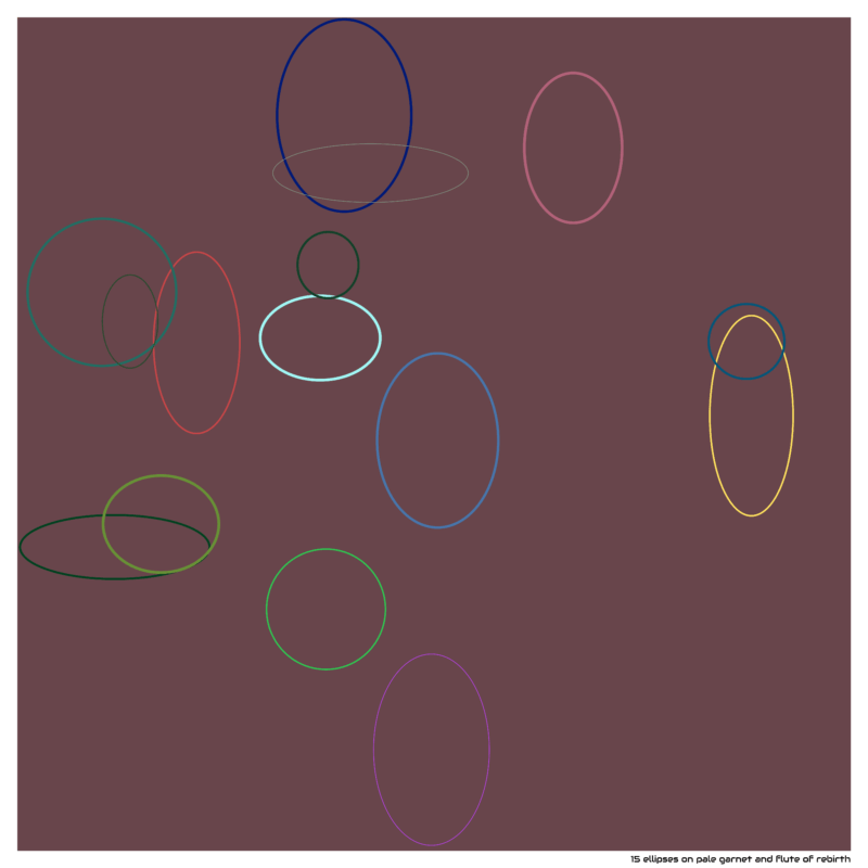 15 ellipses on pale garnet and flute of rebirth