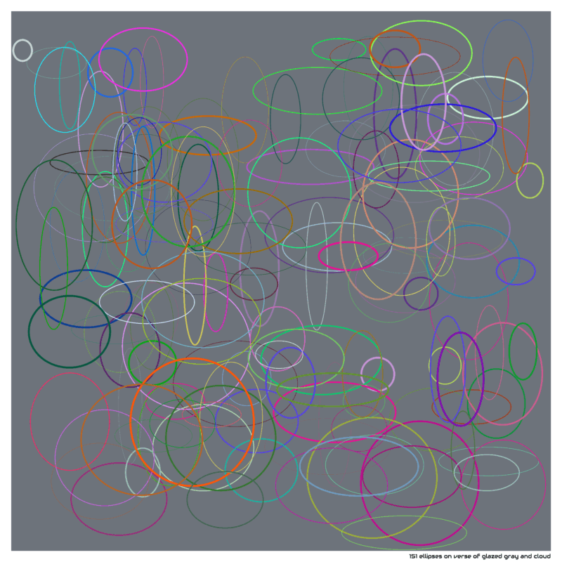 151 ellipses on verse of glazed gray and cloud