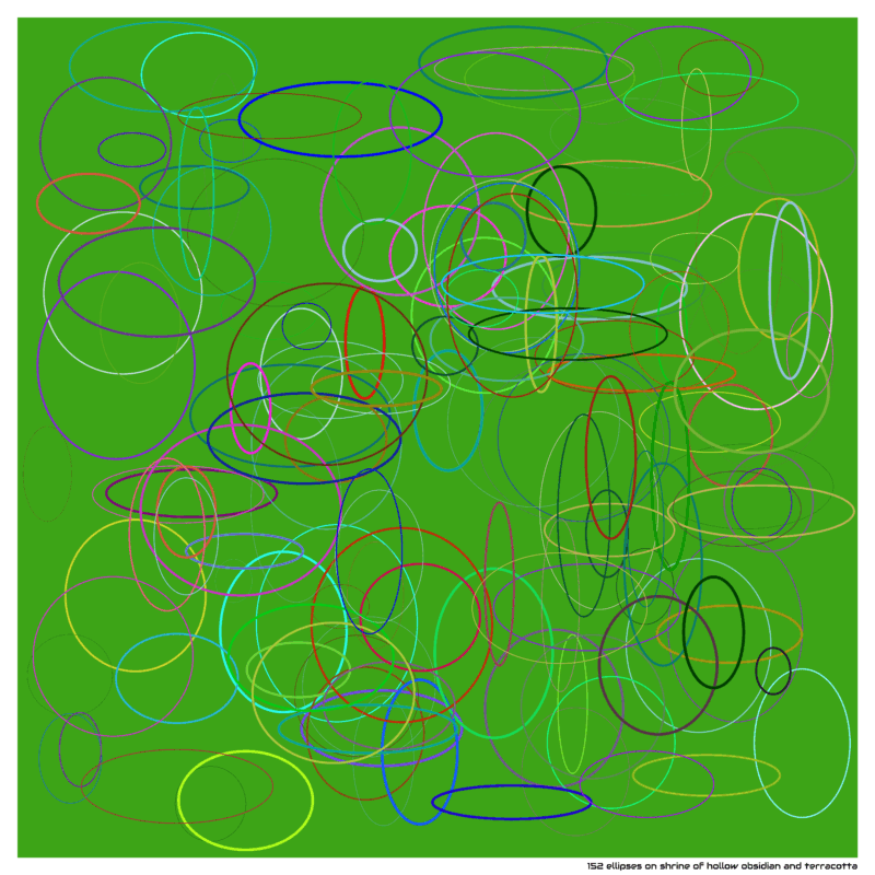 152 ellipses on shrine of hollow obsidian and terracotta