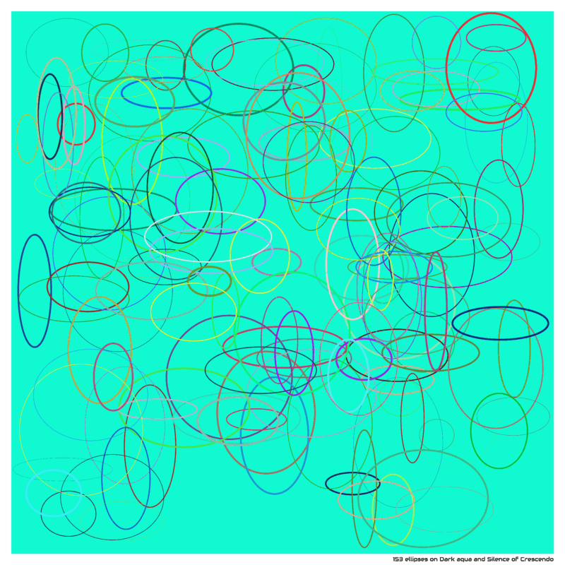 153 ellipses on Dark aqua and Silence of Crescendo
