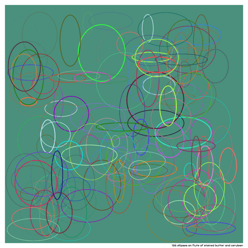 156 ellipses on flute of stained butter and cerulean