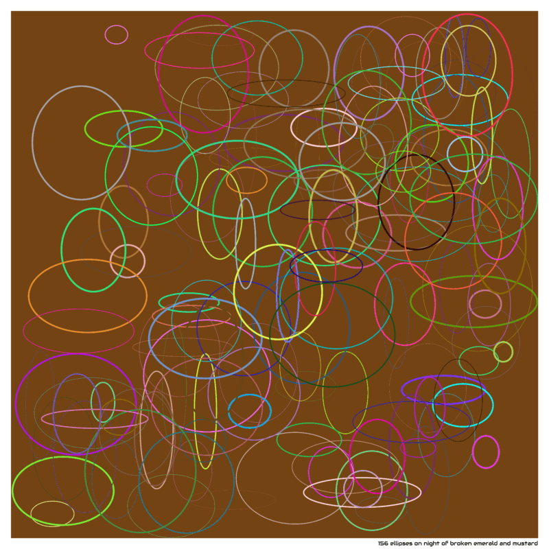 156 ellipses on night of broken emerald and mustard