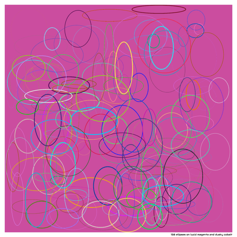158 ellipses on lucid magenta and dusky cobalt