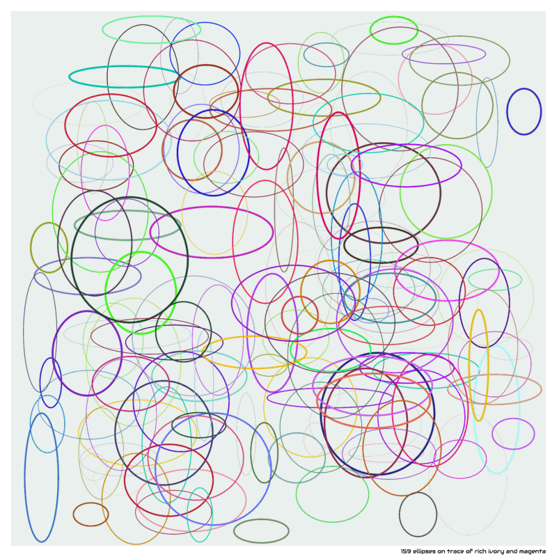 159 ellipses on trace of rich ivory and magenta