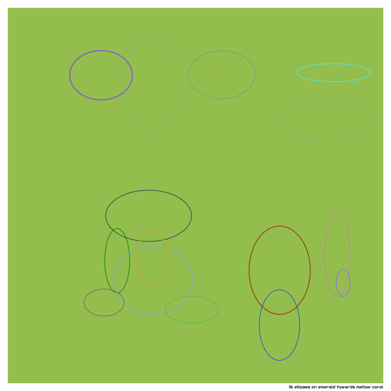 16 ellipses on emerald towards mellow coral