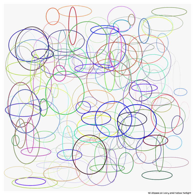 161 ellipses on ivory amid hollow twilight