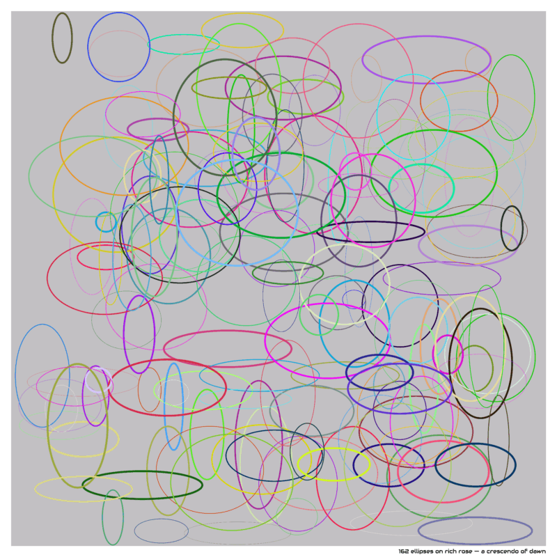 162 ellipses on rich rose — a crescendo of dawn