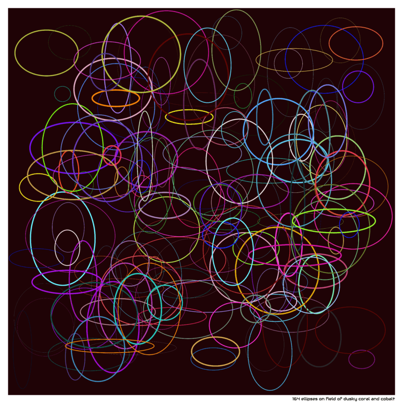 164 ellipses on field of dusky coral and cobalt