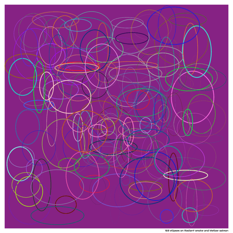 169 ellipses on Radiant smoke and Mellow salmon