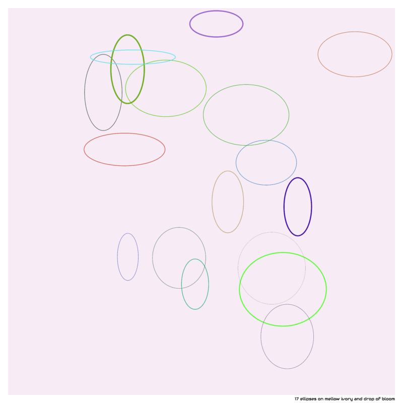 17 ellipses on mellow ivory and drop of bloom