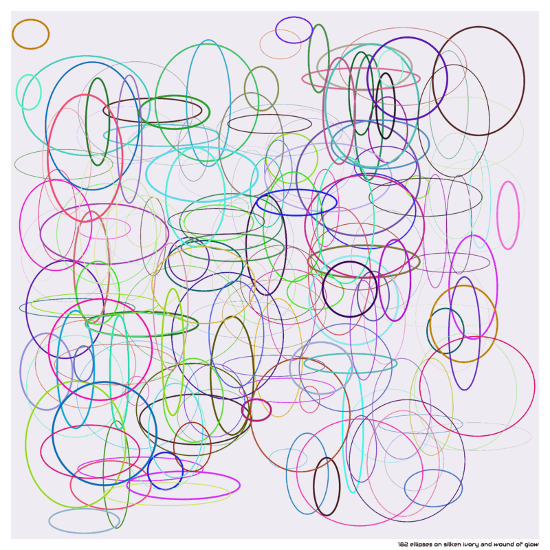 182 ellipses on silken ivory and wound of glow