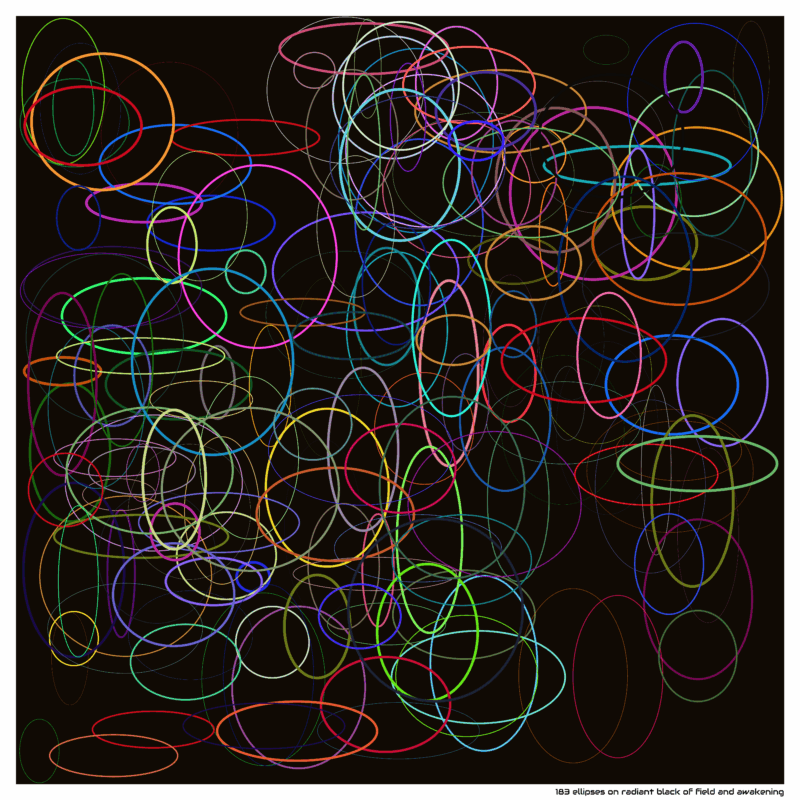 183 ellipses on radiant black of field and awakening