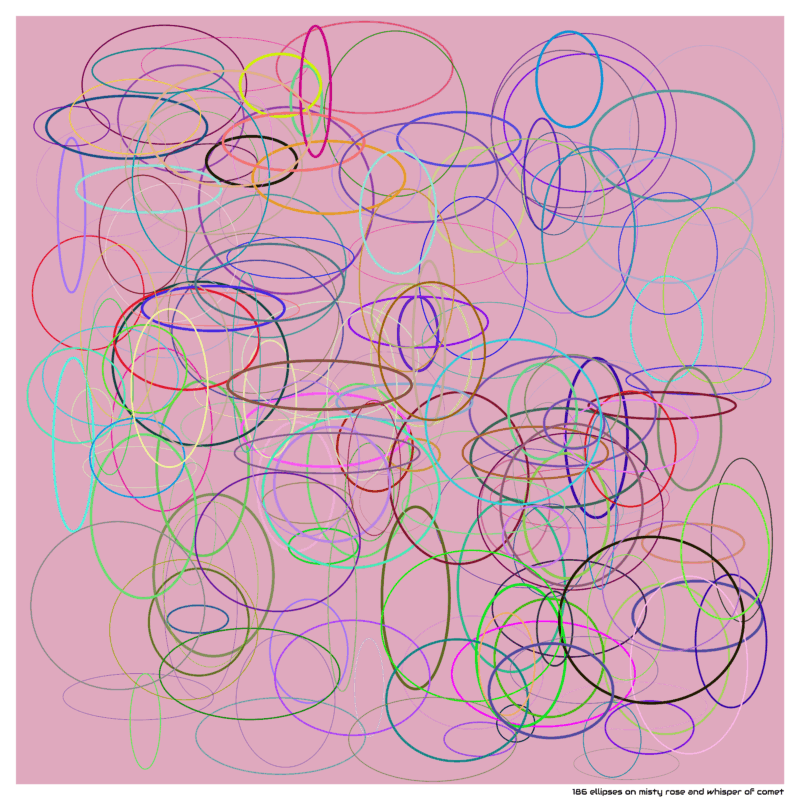 186 ellipses on misty rose and whisper of comet