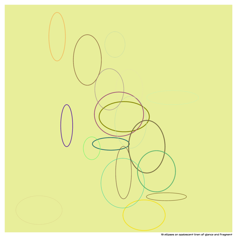 19 ellipses on opalescent linen of glance and fragment