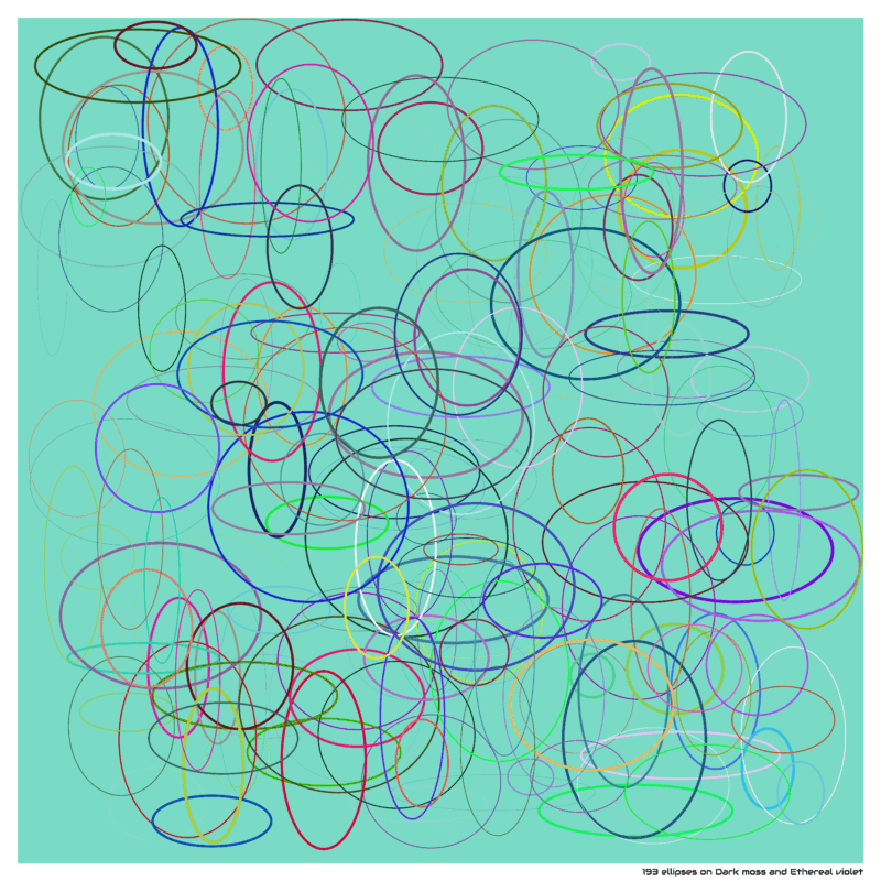 193 ellipses on Dark moss and Ethereal violet