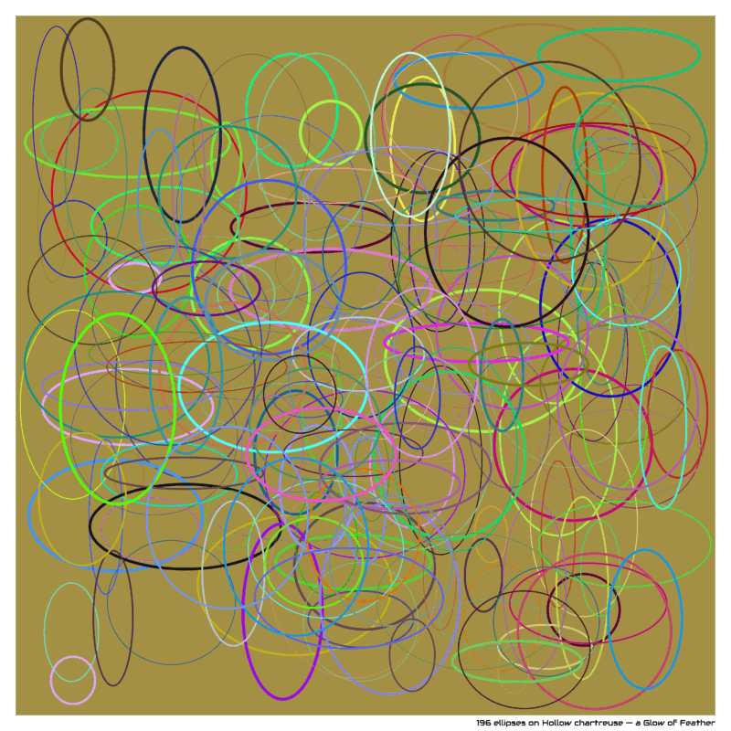 196 ellipses on Hollow chartreuse — a Glow of Feather