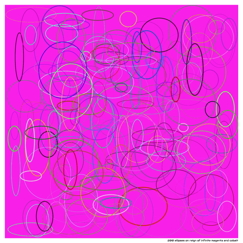 200 ellipses on reign of infinite magenta and cobalt