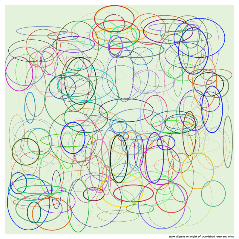 204 ellipses on night of burnished rose and wine