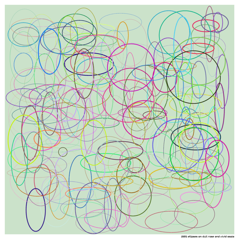 205 ellipses on dull rose and vivid sepia
