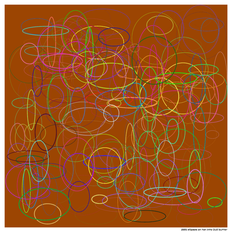 205 ellipses on tan into Dull butter