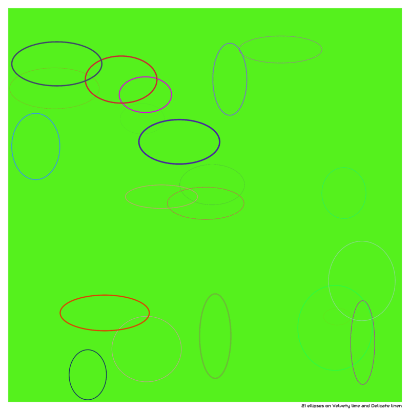 21 ellipses on Velvety lime and Delicate linen