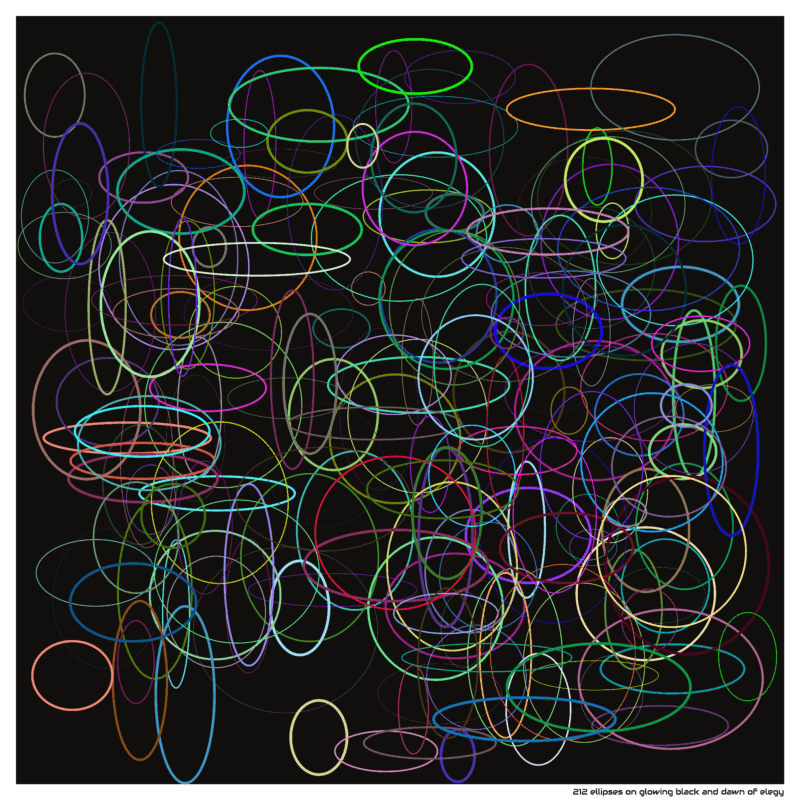 212 ellipses on glowing black and dawn of elegy