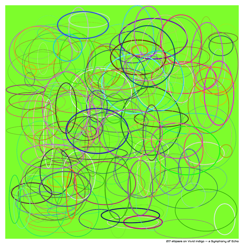 217 ellipses on Vivid indigo — a Symphony of Echo