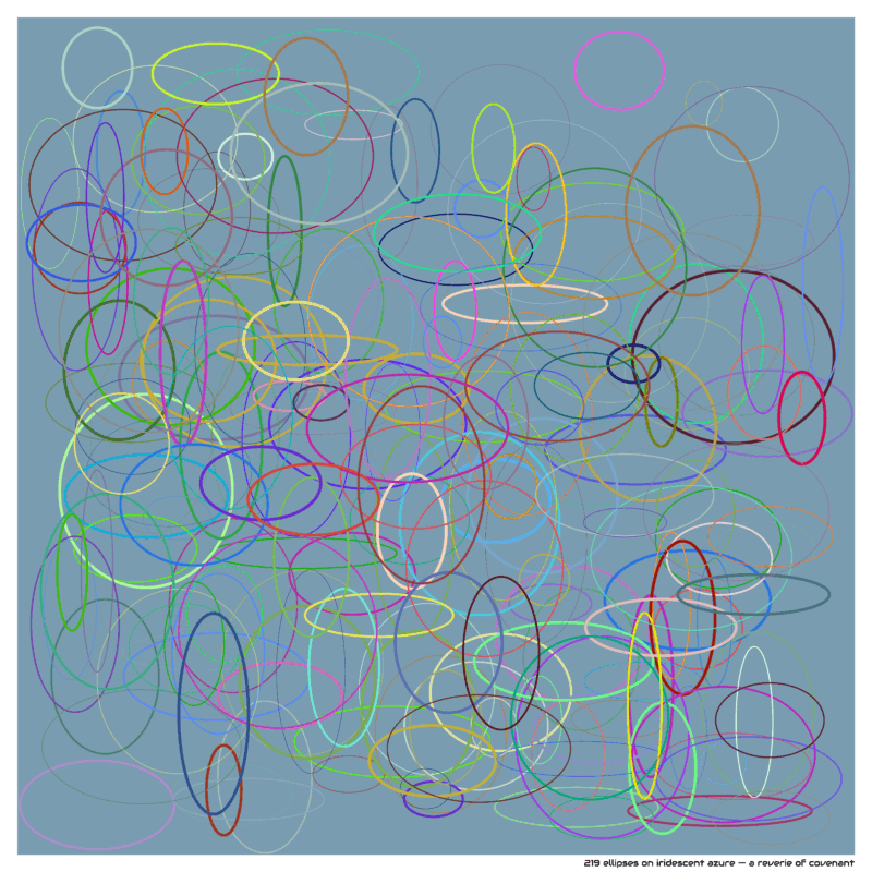 219 ellipses on iridescent azure — a reverie of covenant