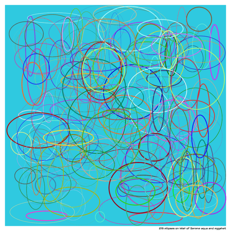 219 ellipses on Mist of Serene aqua and eggshell