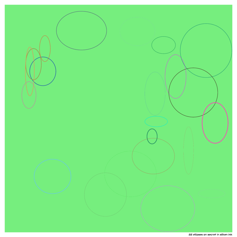 22 ellipses on secret in silken ink