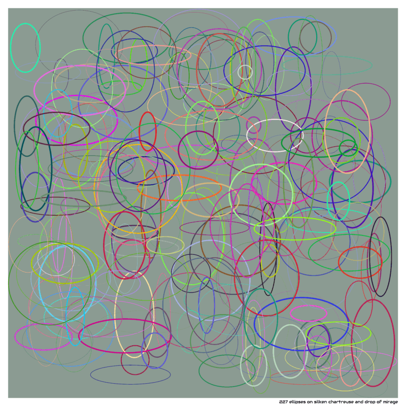 227 ellipses on silken chartreuse and drop of mirage