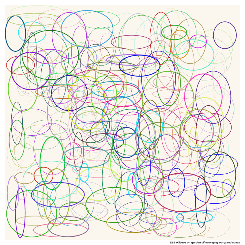 229 ellipses on garden of emerging ivory and space