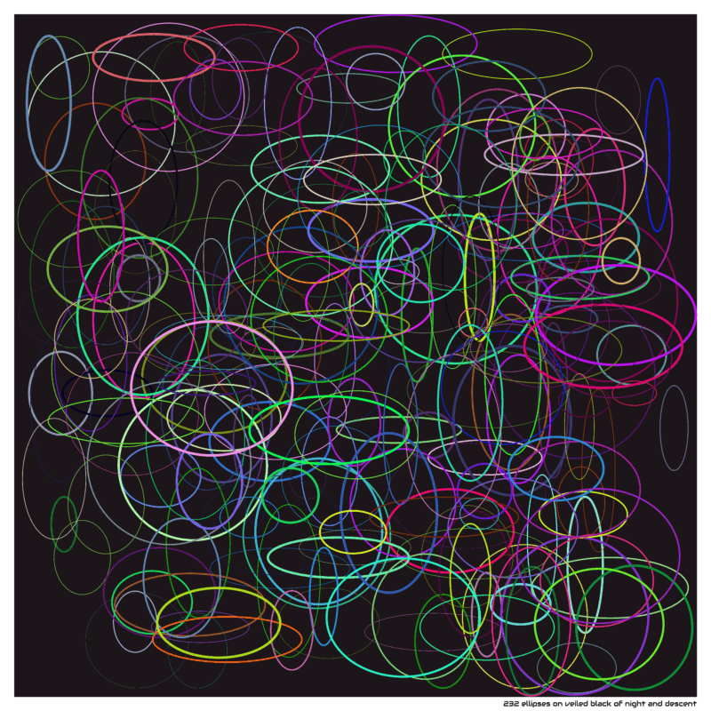 232 ellipses on veiled black of night and descent