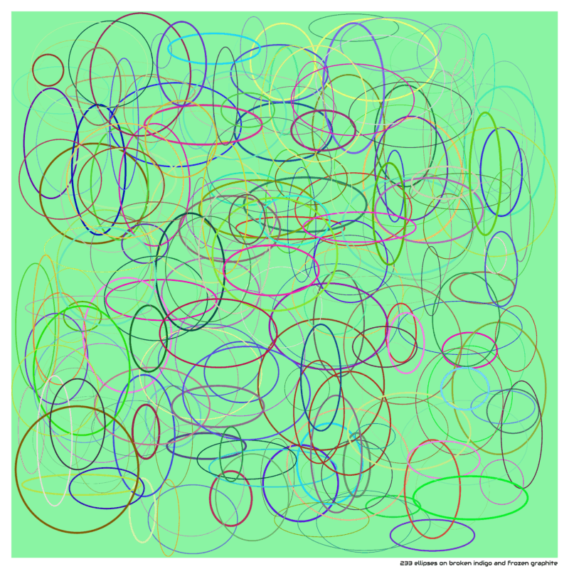 233 ellipses on broken indigo and frozen graphite