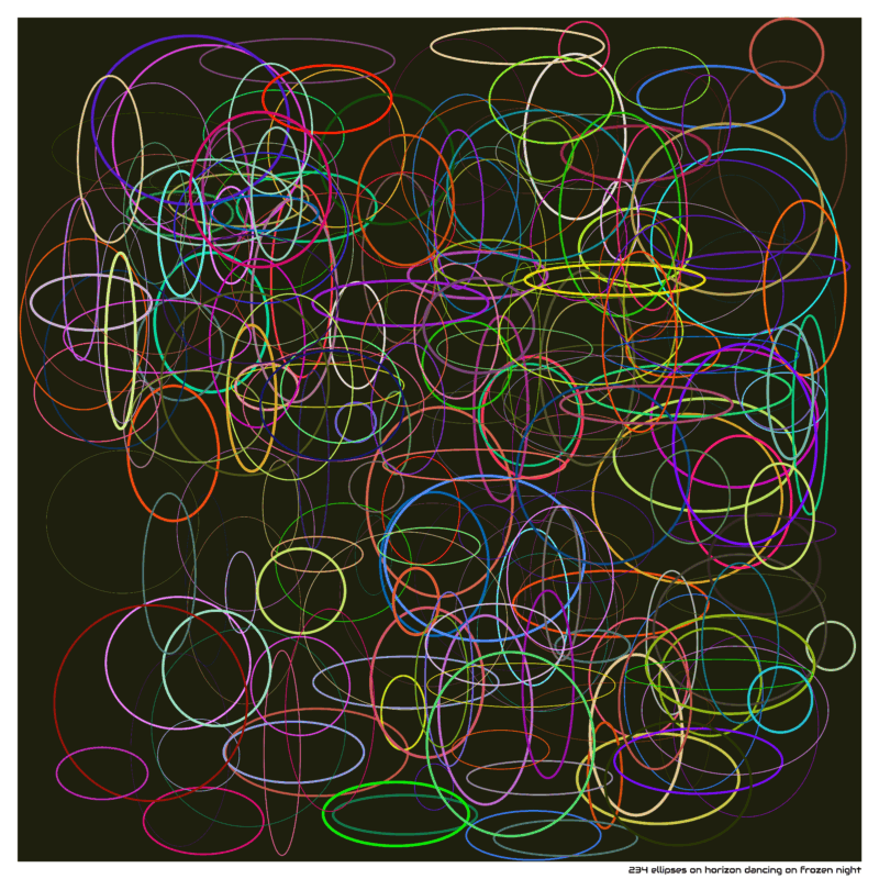 234 ellipses on horizon dancing on frozen night