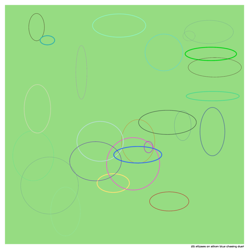 25 ellipses on silken blue chasing dust
