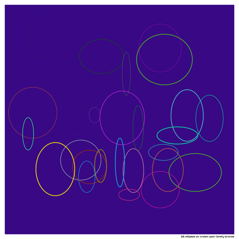 26 ellipses on cream upon lonely bronze
