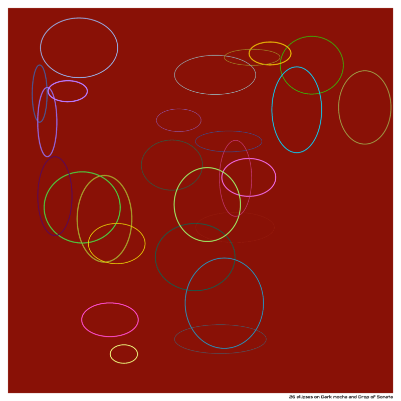 26 ellipses on Dark mocha and Drop of Sonata